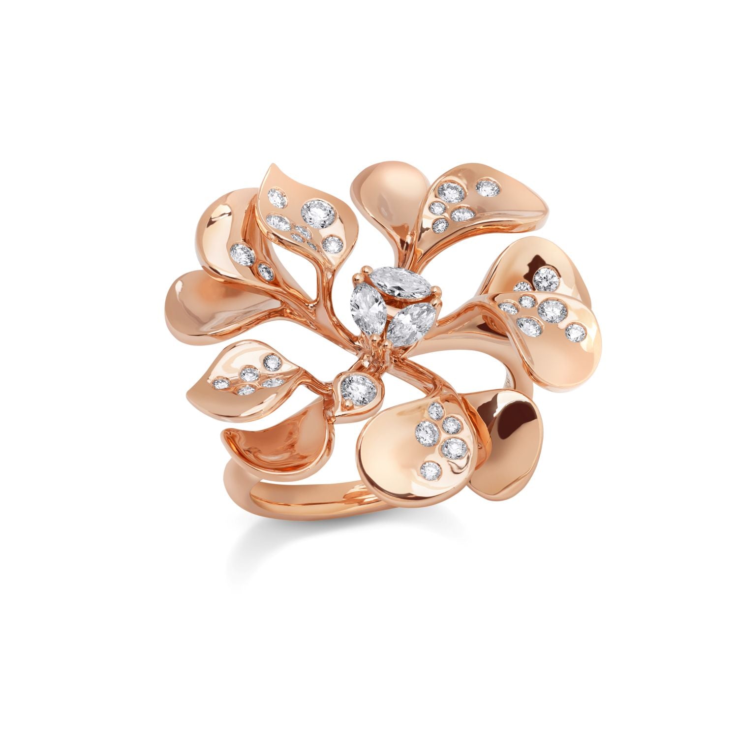 Round Ring with Diamond Drops