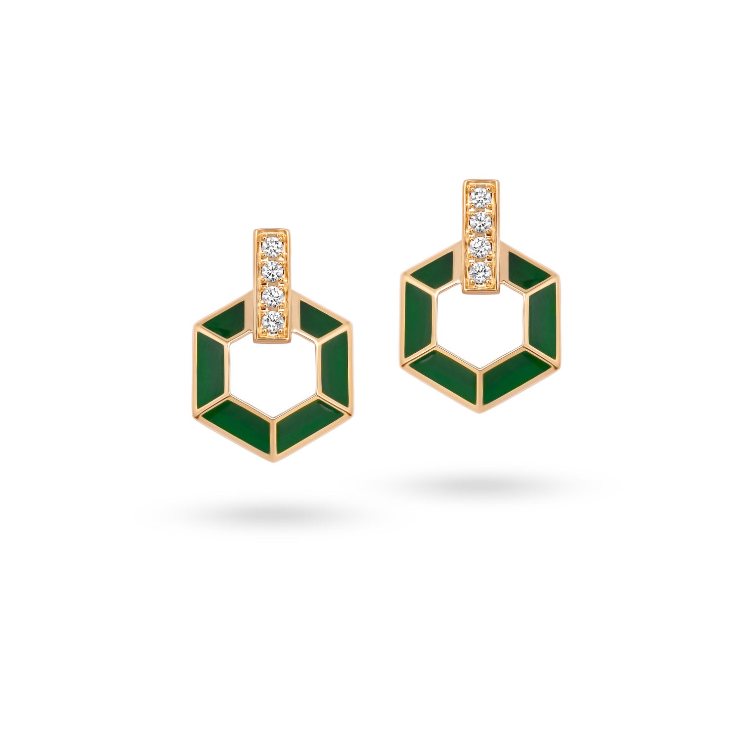 HONEY HONEY Honeycomb Earrings with Enamel and Diamonds