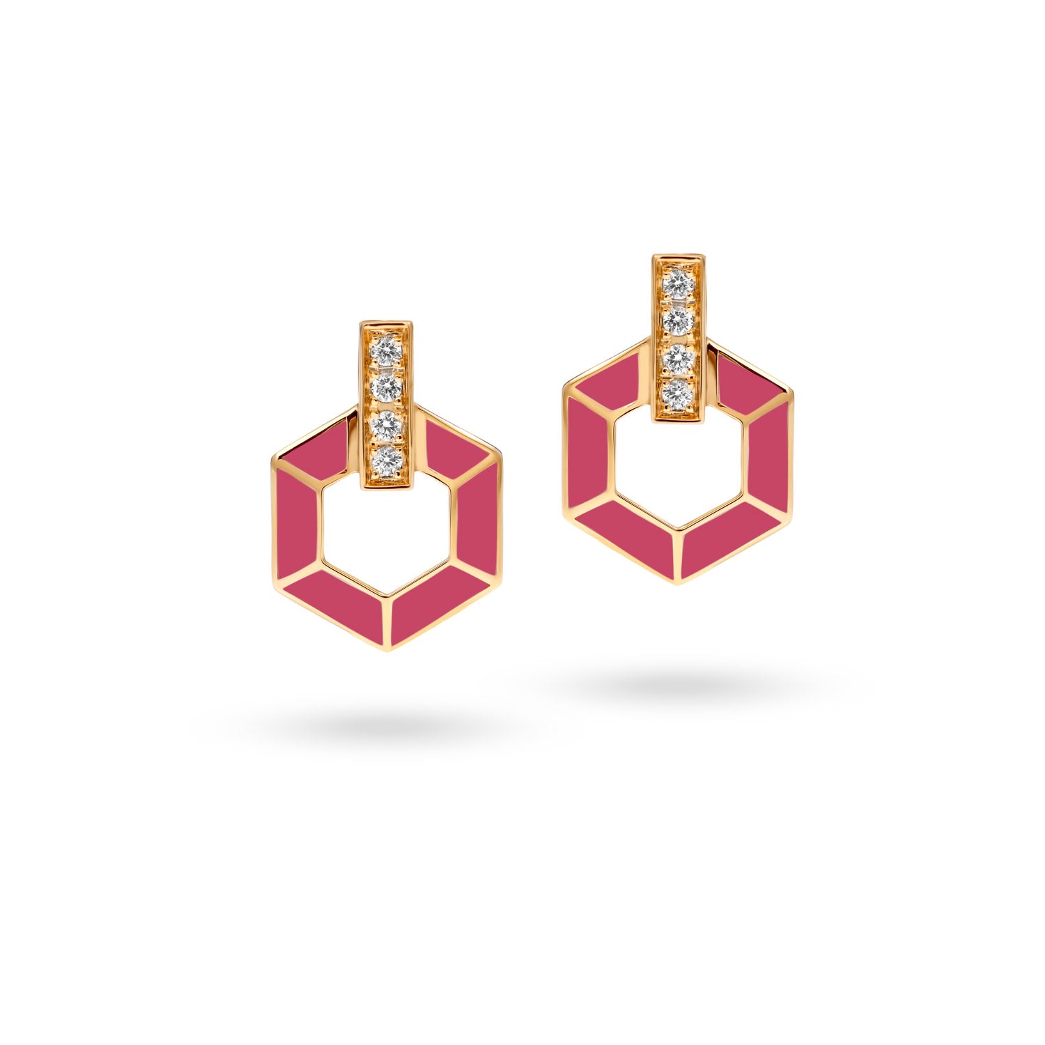 HONEY HONEY Honeycomb Earrings with Enamel and Diamonds