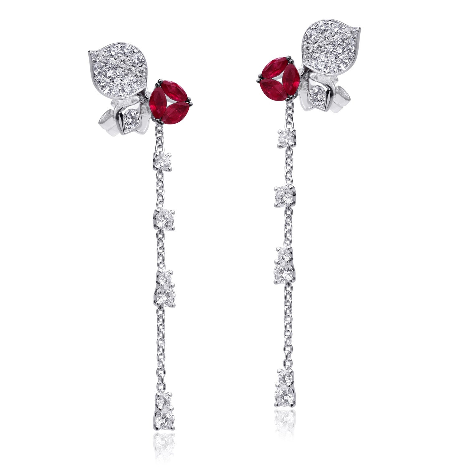 À FLEUR DE PARIS long Ruby Earrings