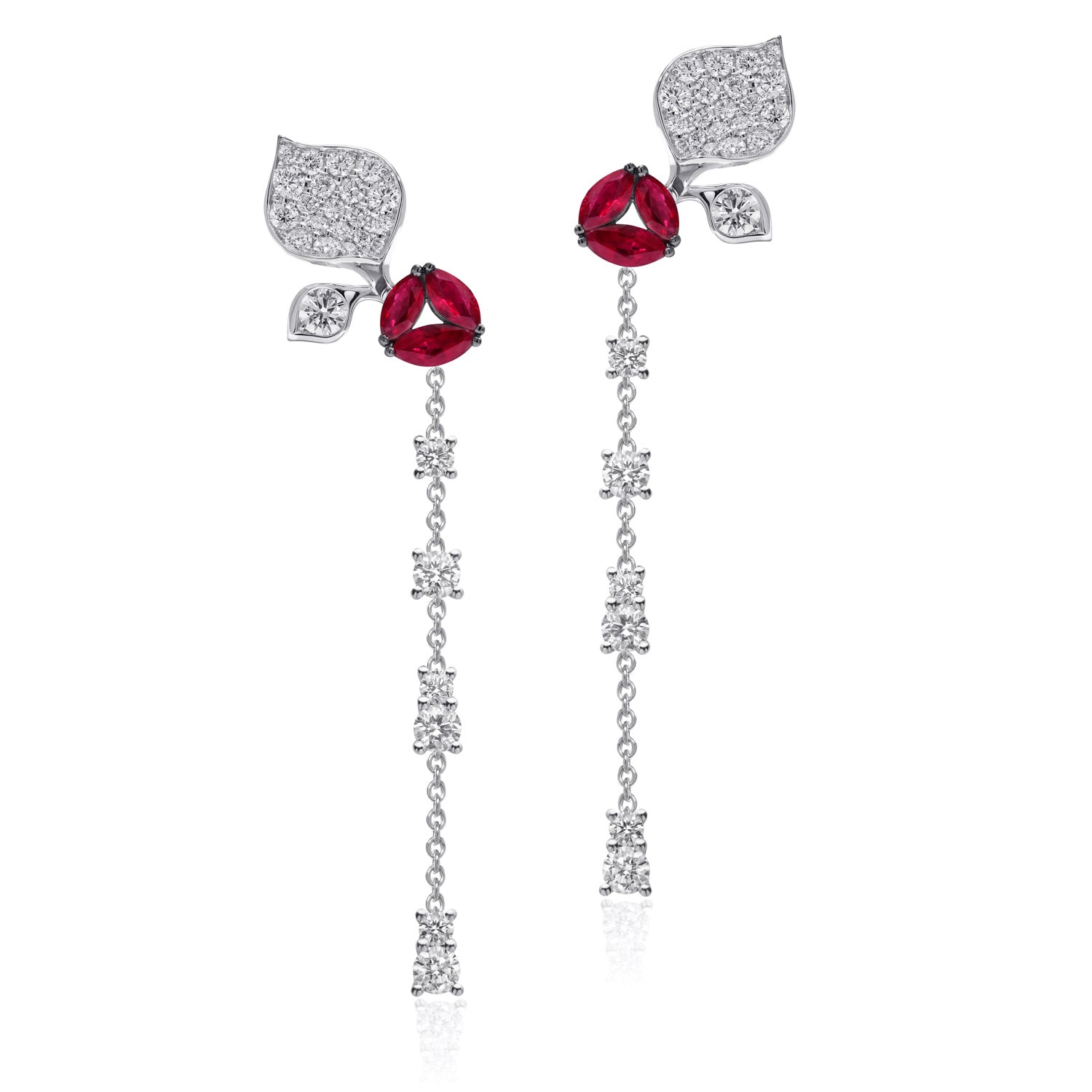À FLEUR DE PARIS long Ruby Earrings