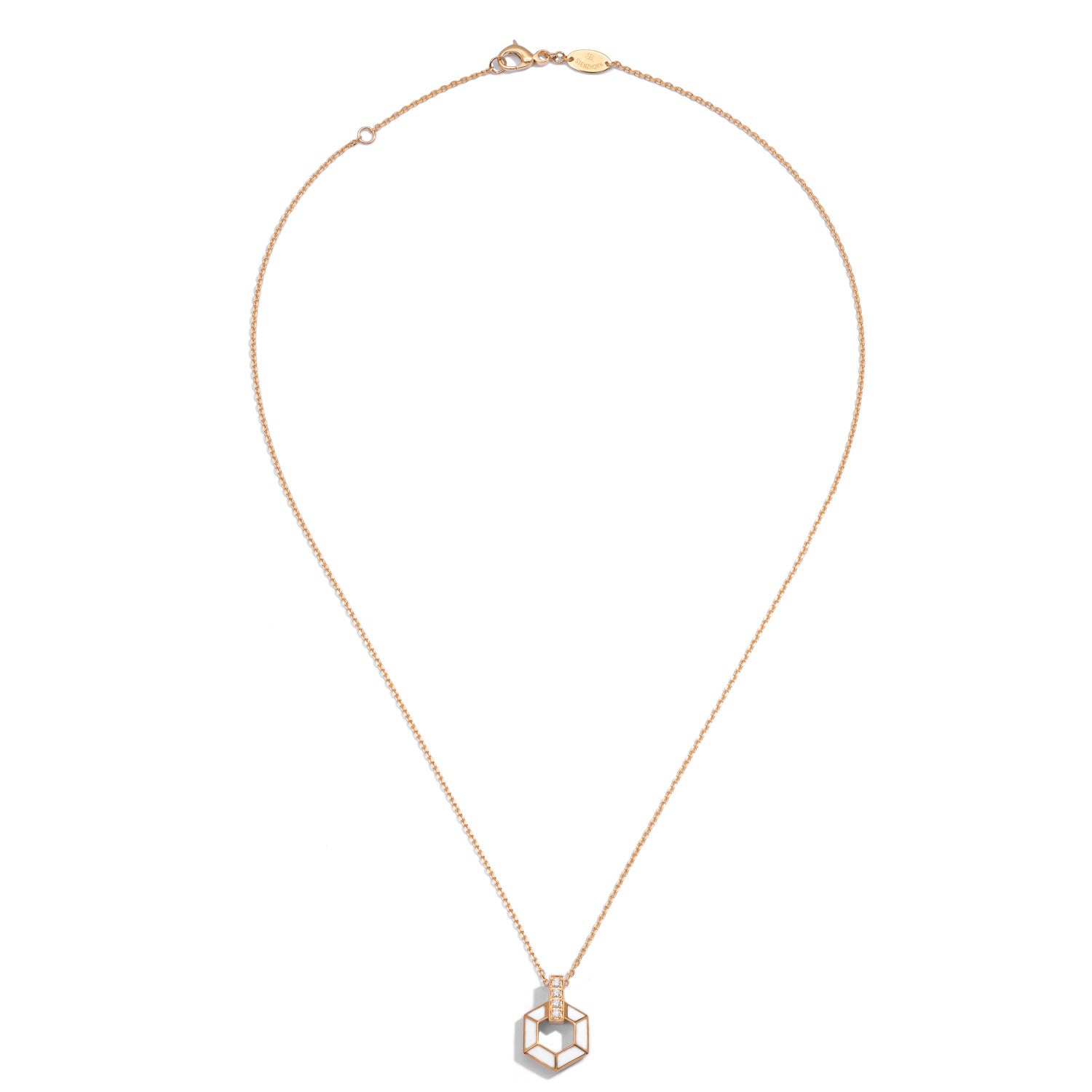 HONEY HONEY Honeycomb Necklace with Enamel and Diamonds