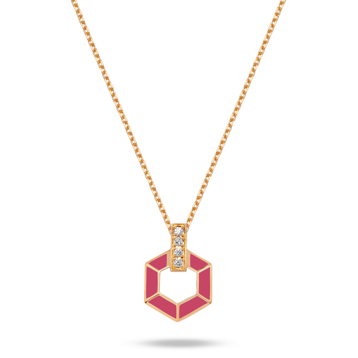 HONEY HONEY Honeycomb Necklace with Enamel and Diamonds