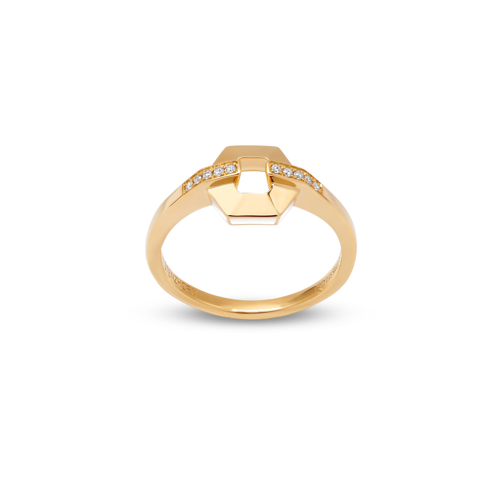 HONEY HONEY Small Honeycomb Ring with Enamel and Diamonds