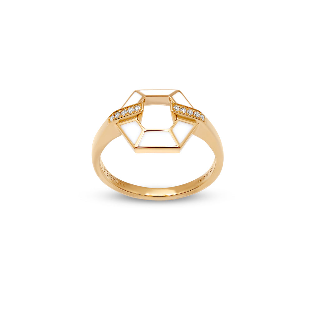 HONEY HONEY Ring mit Emaille und Diamanten