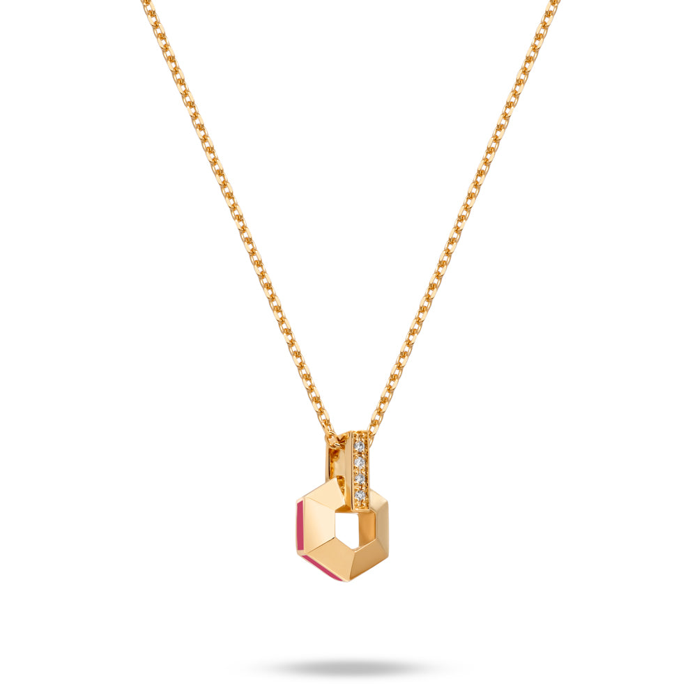 HONEY HONEY Small Honeycomb Necklace with Enamel and Diamonds